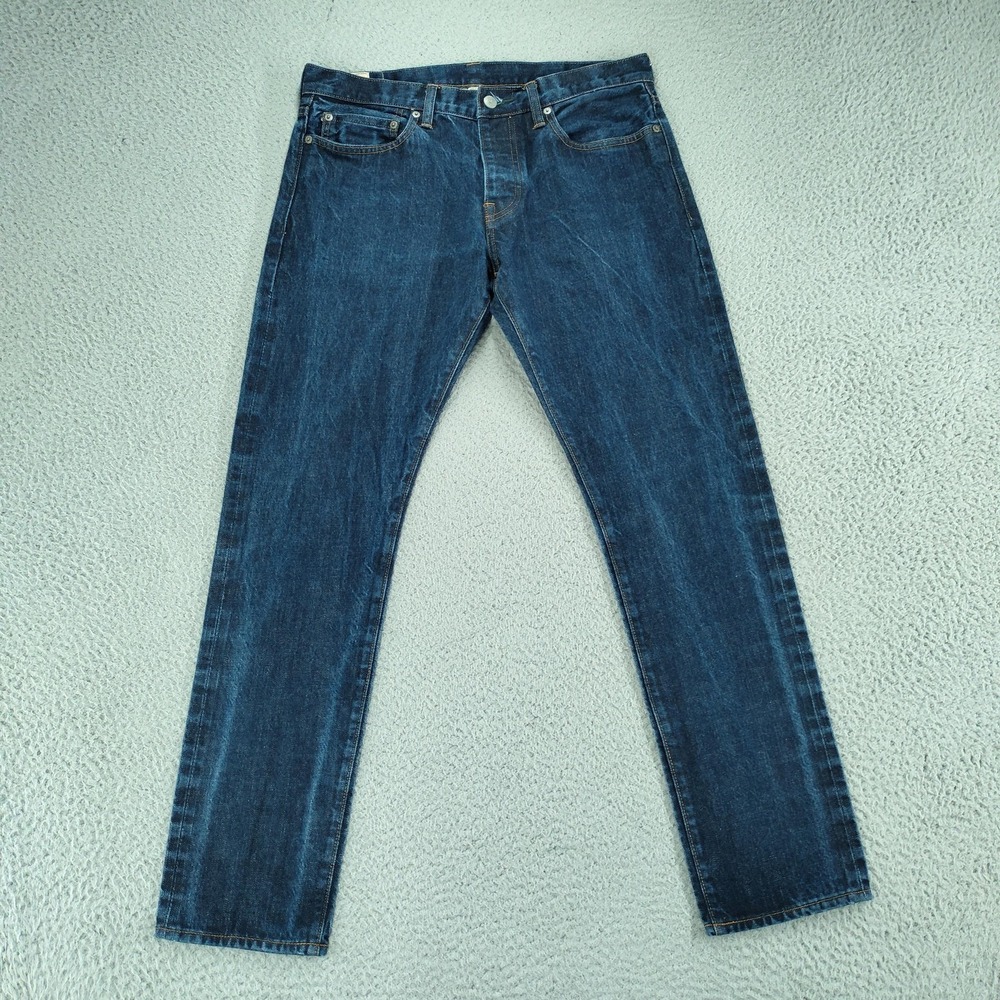 J.Crew 484 Jeans Mens 33x32 Blue Extra Slim Kaihara Selvedge Denim Button Fly